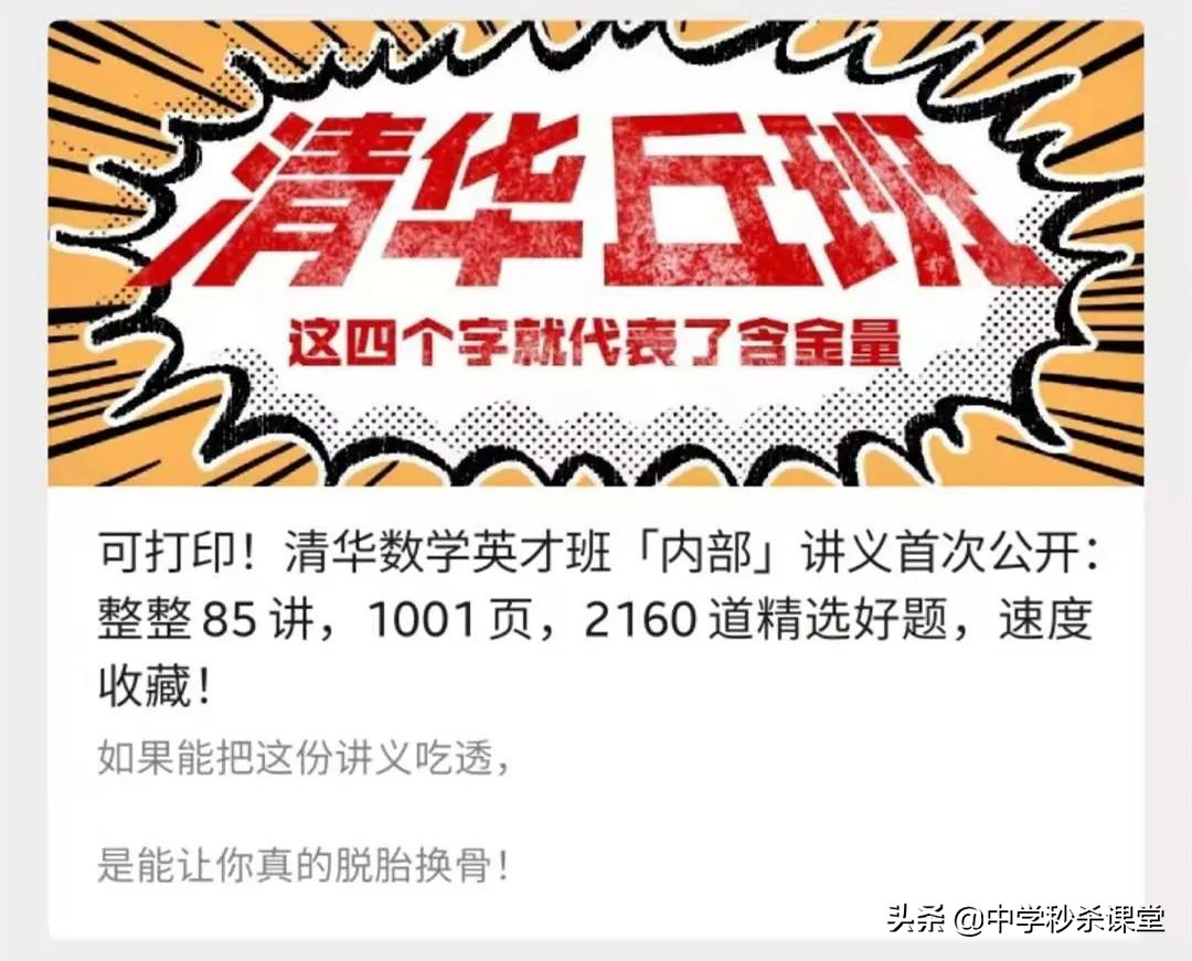 可打印！清华数学英才班「内部」讲义首次公开：整整85讲，1001页