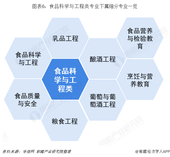 图表6：食品科学与工程类专业下属细分专业一览  